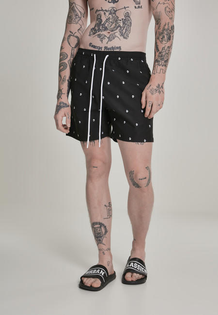 Urban Classics costume da bagno da uomo con teschio, nero