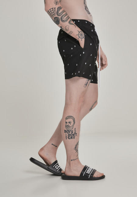 Urban Classics costume da bagno da uomo con teschio, nero