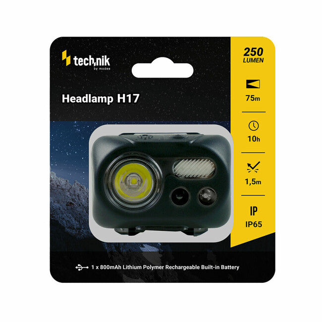 Technik lampada frontale con rivestimento in gomma, led cree l2, micro-usb, luce rossa