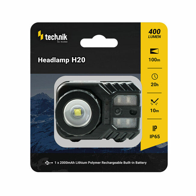 Technik Lampada frontale con gommatura, CREE XPG-2 LED micro-USB, luce rossa