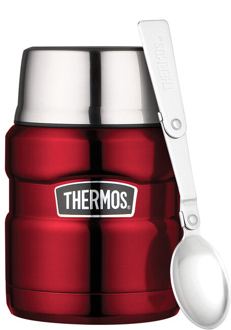 Thermos King Contenitore per alimenti con cucchiaio 0,47 l, rosso