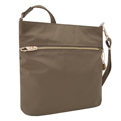 Travelon Tailored Slim borsa a tracolla antifurto, marrone