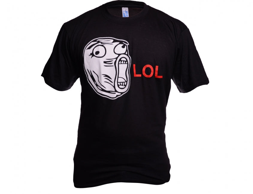 O&T Funny maglietta divertente, meme face lol, nero