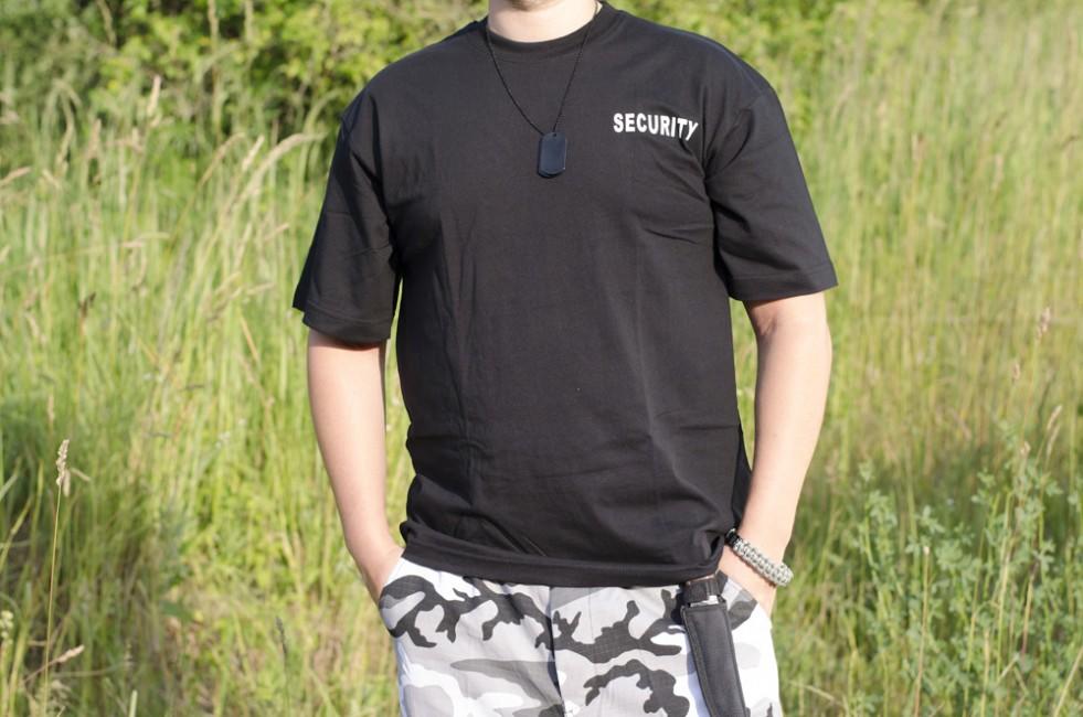 MFH maglietta con scritta security, nero, 160g/m2