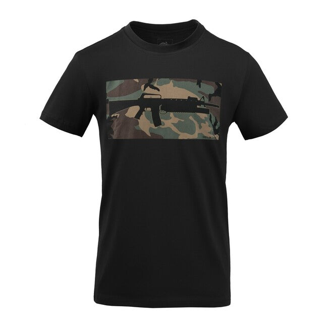 Helikon-Tex 16/203 T-shirt corta in cotone combinato, nero/bosco americano