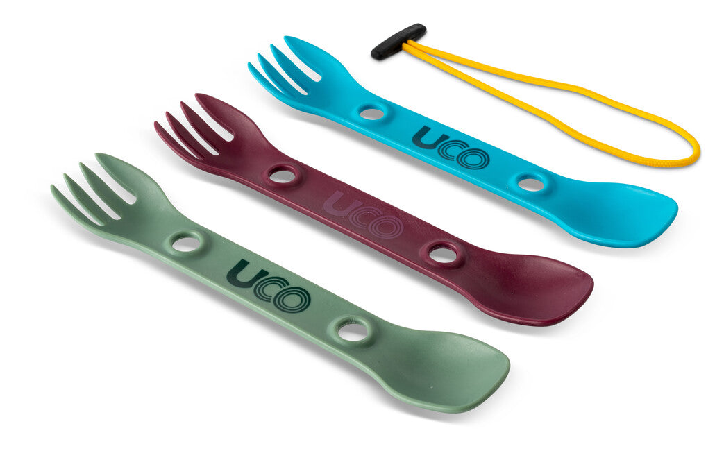 UCO Mini Set di posate a forchetta 3 pezzi, verde, viola, blu