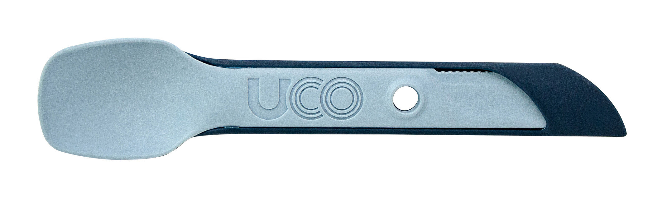 UCO Switch set di posate in nylon espandibile con occhiello per l'aggancio e porta forchetta Spork, stoneblue