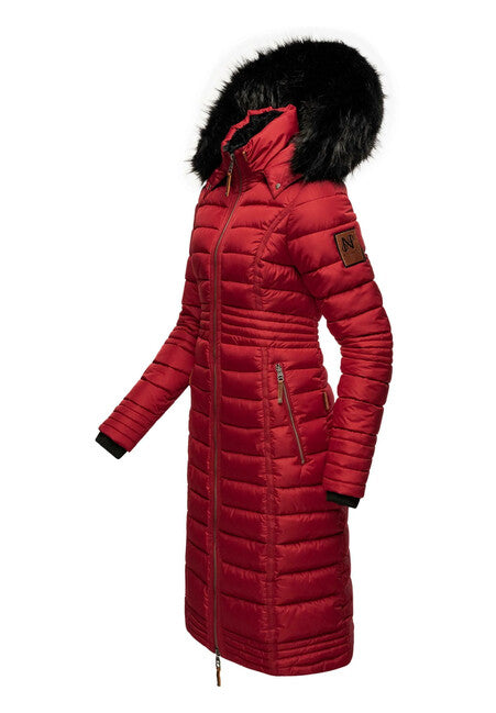Navahoo Umay cappotto trapuntato da donna, rosso scuro
