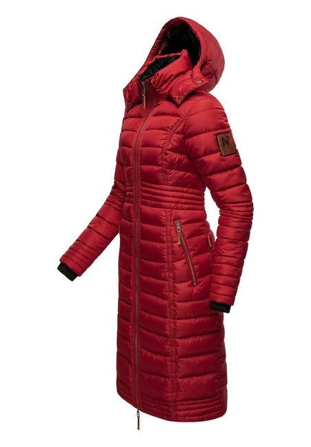 Navahoo Umay cappotto trapuntato da donna, rosso scuro