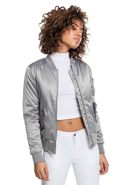 Urban Classics giacca bomber da donna in raso, argento