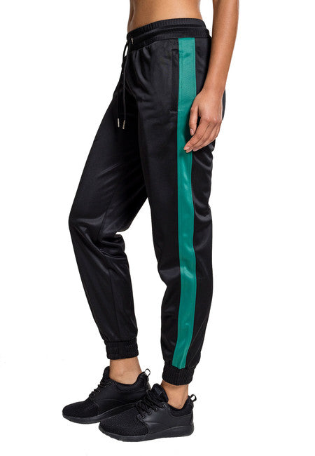 Urban Classics Pantaloni da ginnastica con polsino da donna, neri e verdi