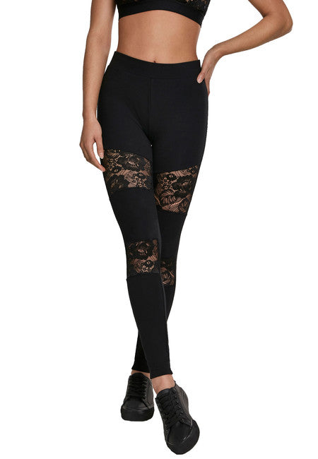Urban Classics Laces Inset leggings da donna, nero