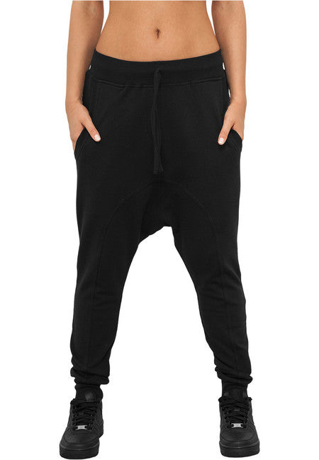 Urban Classics Sarouel - pantaloni della tuta in pile leggero da donna, nera