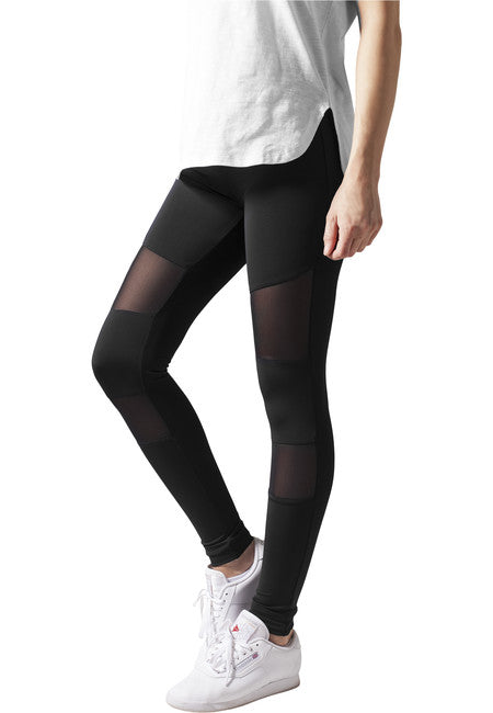 Urban Classics Tech Mesh leggings da donna, nero
