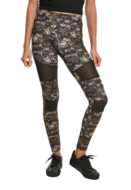 Urban Classics Tech Mesh leggings da donna, camo digitale in legno