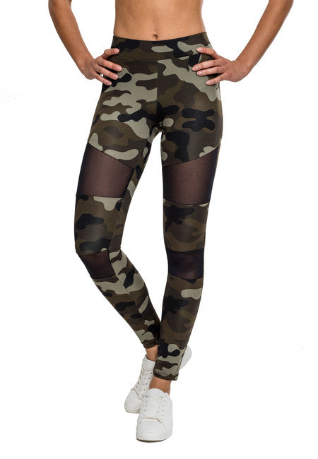 Urban Classics Tech Mesh leggings da donna, woodcamo