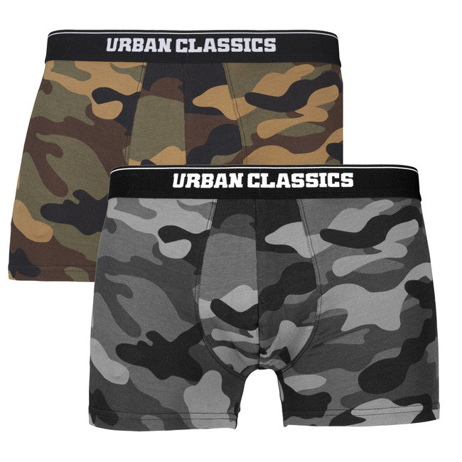 Urban Classics boxer da uomo 2 pezzi, woodcamo + darkcamo