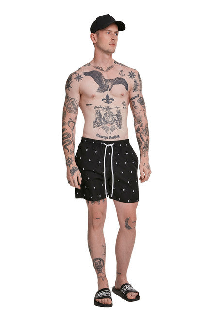 Urban Classics costume da bagno da uomo con teschio, nero