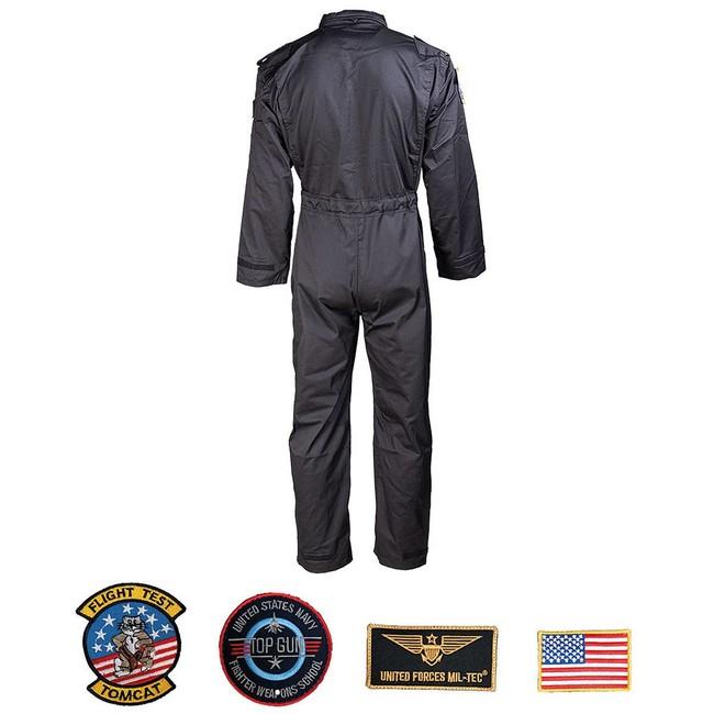 Mil-Tec FLight tuta da bambino con toppe, nera