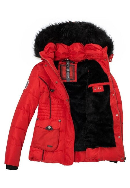 Marikoo VANILLA giacca invernale da donna con cappuccio, rossa