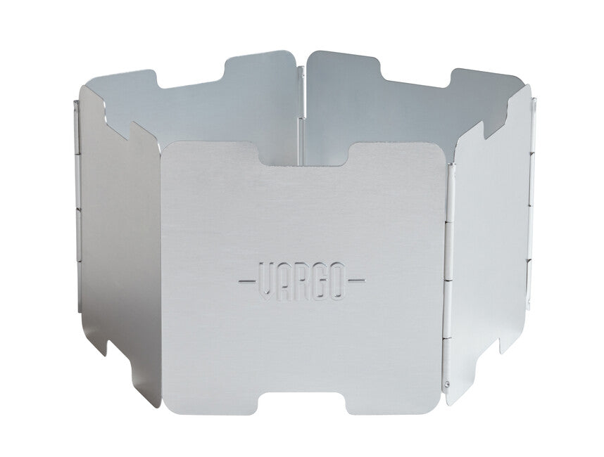 Vargo Parabrezza in alluminio con supporto per pentole ad alcool, argento