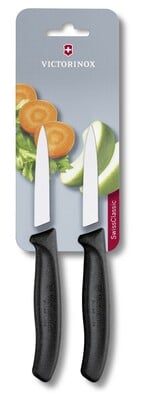 Victorinox Swiss Classic set di coltelli a 2 pezzi con lama liscia, nero