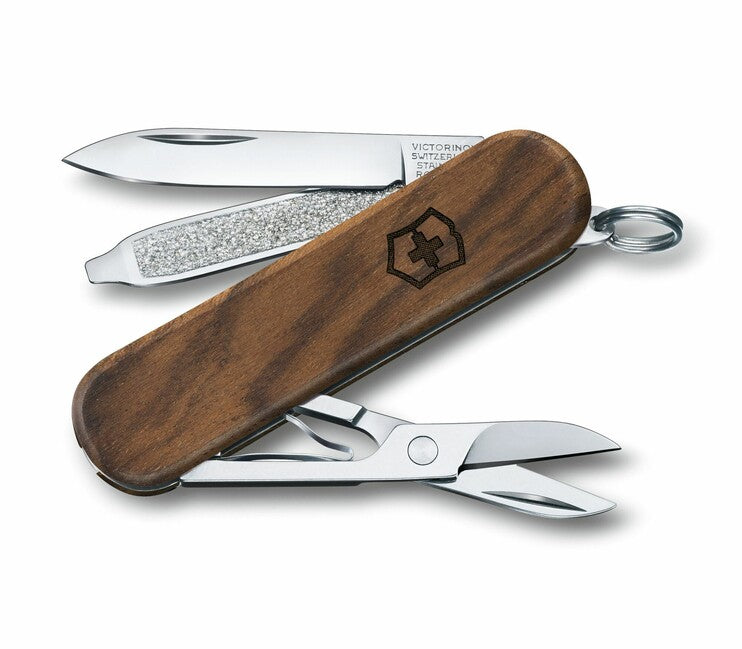 Victorinox Classic SD Wood coltello multifunzione 58 mm, legno di noce, 5 funzioni