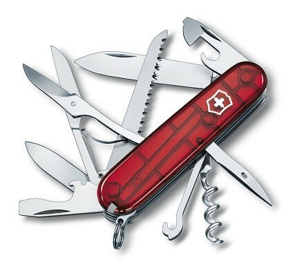 Victorinox Huntsman coltello multifunzione 91 mm, rosso trasparente, 15 funzioni, blister