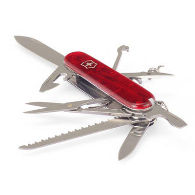 Victorinox Huntsman coltello tascabile trasparente 91mm, rosso
