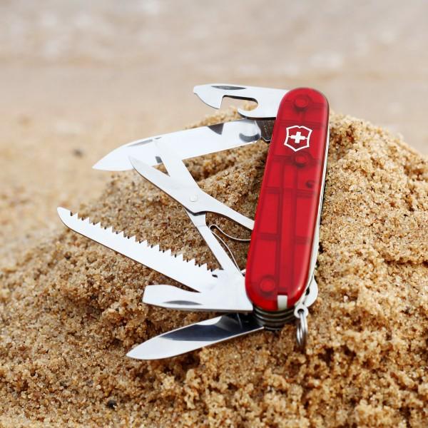Victorinox Huntsman coltello tascabile trasparente 91mm, rosso