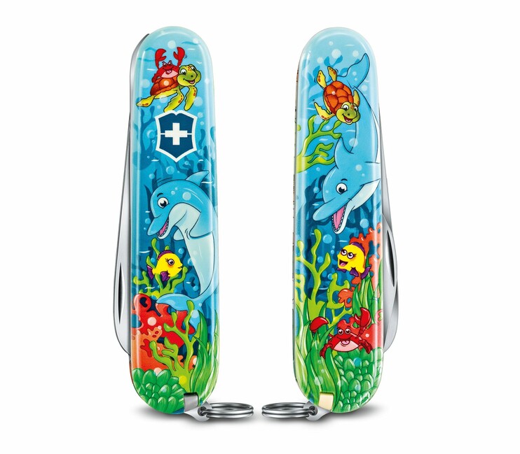 Victorinox My First Animal Edition coltello multifunzione per bambini, motivo delfino, 9 funzioni