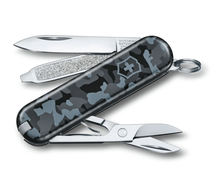 Victorinox Navy Blue Camo coltello multifunzione 58 mm, camo bluastro, 7 funzioni, blister