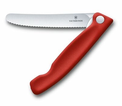 Victorinox Coltello pieghevole per frutta e verdura - lama seghettata Swiss Classic, rosso