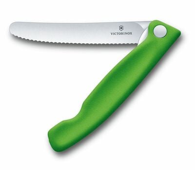 Victorinox Coltello pieghevole per frutta e verdura - lama seghettata Swiss Classic, verde