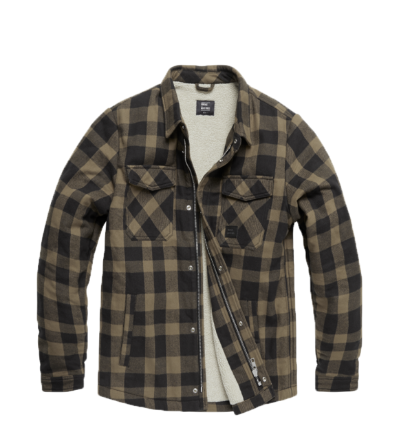 Vintage Industries Craft giacca in sherpa pesante, plaid beige