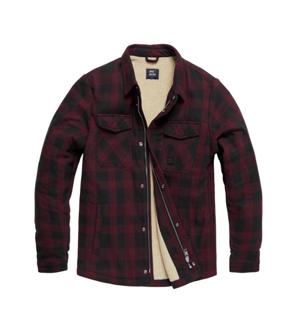 Vintage Industries Craft giacca in sherpa pesante, plaid bordeaux