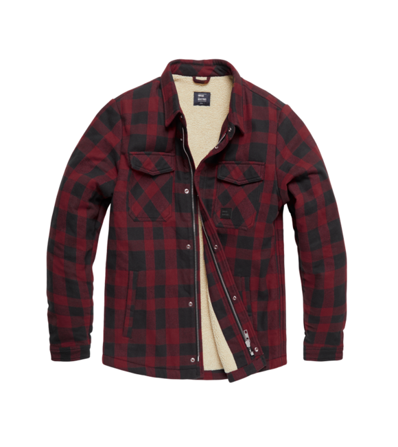 Vintage Industries Craft giacca in sherpa pesante, plaid rossa