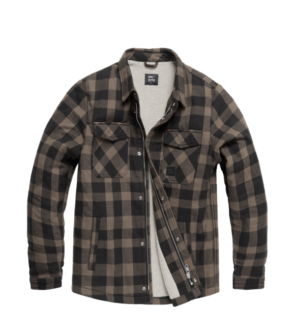 Vintage Industries Craft giacca in sherpa pesante, plaid grigia