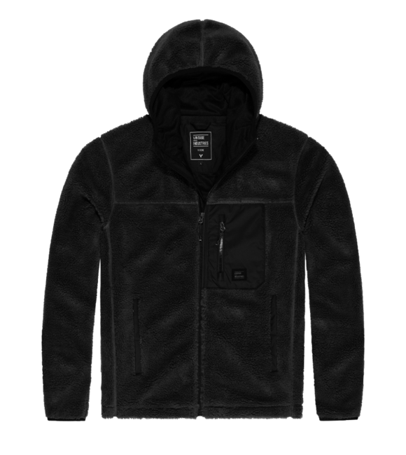 Vintage Industries Dustin felpa con cappuccio in sherpa foderata, nera