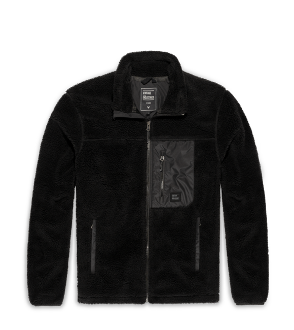 Vintage Industries Kodi felpa in pile sherpa foderata con cappuccio, nera