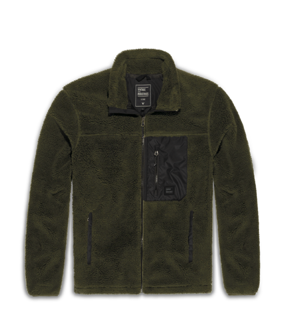 Vintage Industries Kodi felpa con cappuccio in sherpa foderata, oliva scuro