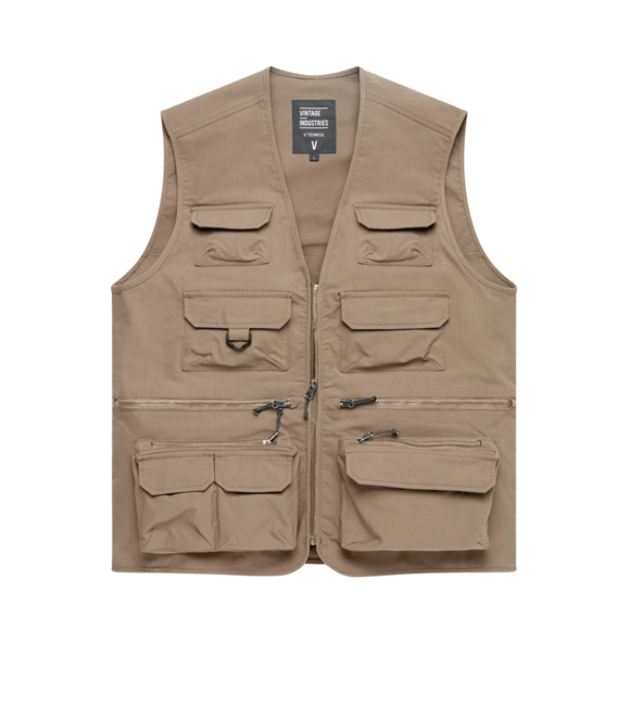 Vintage Industries Legend gilet da pesca, beige