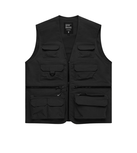 Vintage Industries Legend gilet da pesca, nero
