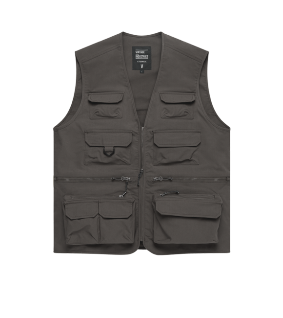 Vintage Industries Legend gilet da pesca, grigio scuro