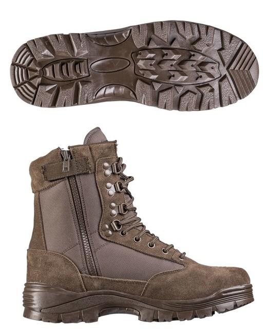 Mil-Tec stivali tattici con cerniera, marrone