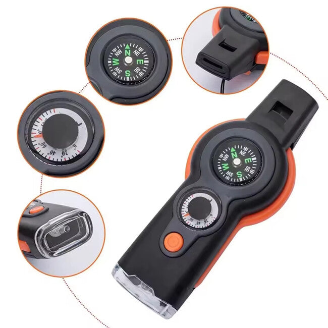 WARAGOD Multifunctional Emergency Whistle 7 in 1 Sonic, Orange