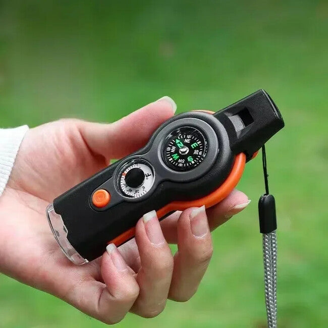 WARAGOD Multifunctional Emergency Whistle 7 in 1 Sonic, Orange