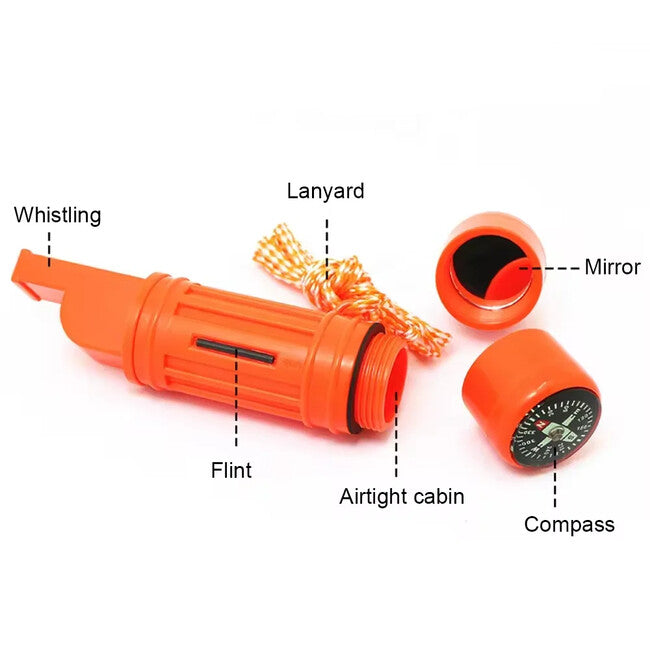 WARAGOD Multifunctional Emergency Whistle 5 in 1 Blast, Orange