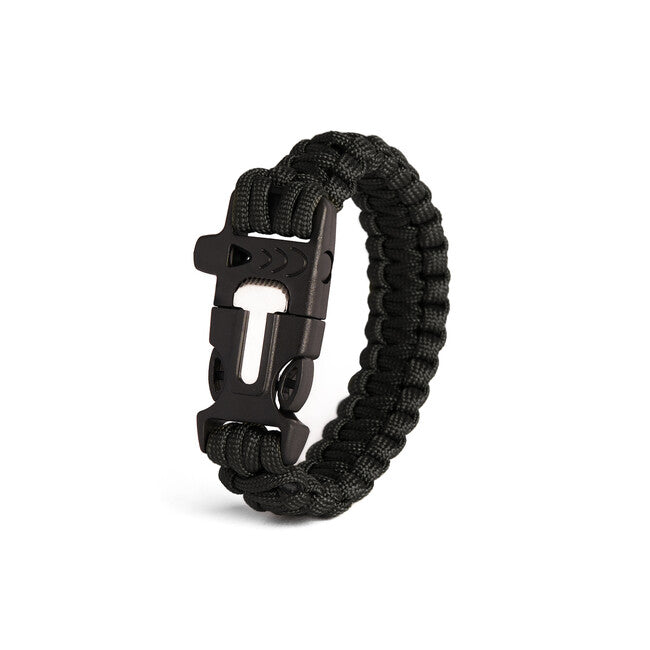 WARAGOD Bazin bracciale paracord con fischietto e pastello, nero