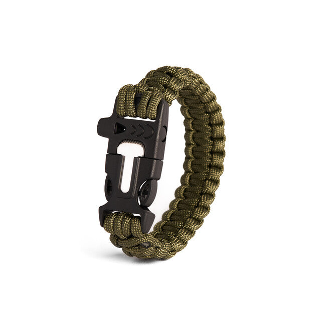 WARAGOD Bazin bracciale paracord con fischietto e pastello, verde